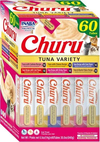 Vista 30 de INABA - Golosinas Churu para gatos, puré cremoso para gatos, sin cereales, que se puede lamer y exprimir / suplemento con vitamina E y taurina, 0.5