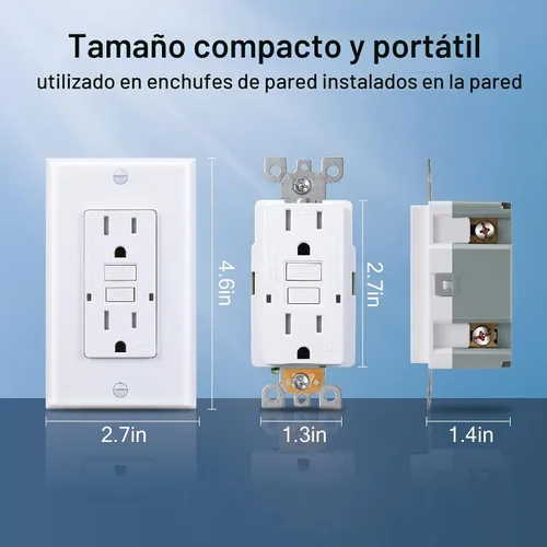 Vista 5 de 3GRACE - Salida GFCI de 15 amperios, receptáculo GFI resistente a manipulaciones con indicador LED, interruptor de circuito de fallo a tierra
