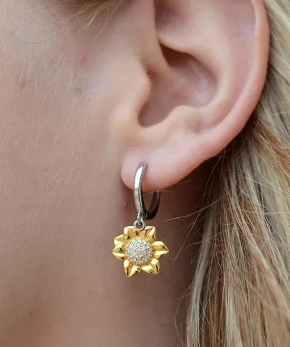 Vista 2 de Regalo de San Valentín - I Love You haci de Simple, Regalo para enamorada o Mujer, joyeria para enamoradas o mujeres - Aretes de Girasol