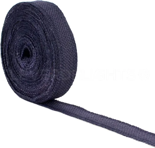 Vista 7 de CleverDelights Cinta de arpillera de 1 pulgada - borde acabado - 25 yardas - tela de arpillera de yute (negro)