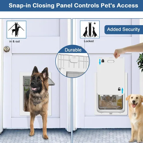 Vista 6 de CEESC Puerta grande para perros de hasta 100 libras, puerta resistente a la intemperie para gatos y perros, duradera, panel de cierre a presión