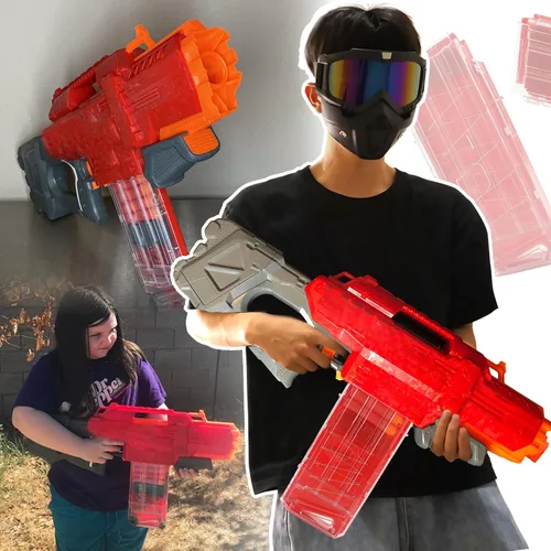 Vista 6 de EKIND 10 clips de dardos compatibles con Nerf Mega Motostryke Blaster - Clips de munición de dardos suaves de recarga rápida (rojo)