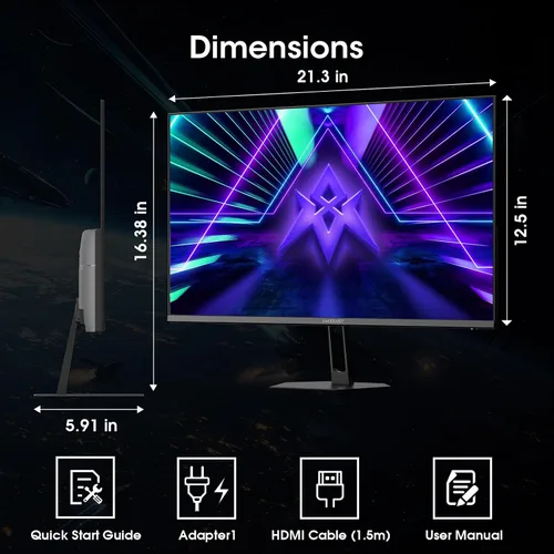 Vista 9 de Amzfast - Monitor de juegos de 24 pulgadas 180Hz 200Hz FHD 1080p, monitor de computadora, sincronización adaptativa de 1 ms, 3000:1, pantalla HDR