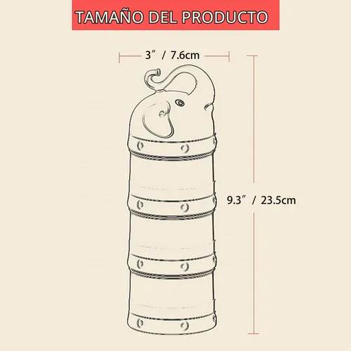 Vista 6 de Dispensador de fórmula de leche en polvo para bebés, dispensador de fórmula apilable, botella Mixie para viajes, soporte de fórmula de gran
