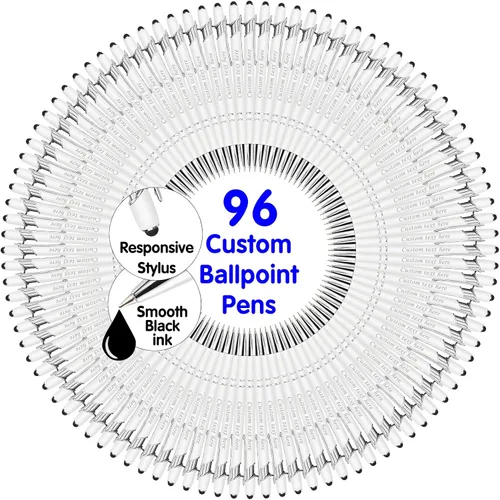 Vista 30 de Bolígrafos personalizados a granel con punta de lápiz capacitivo, bolígrafos personalizados de 0.020 in con nombre, logotipo o mensaje grabado