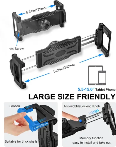 Vista 6 de Soporte universal para tableta de espejo retrovisor para automóvil [brazo mágico de metal] Soporte universal de metal para espejo retrovisor