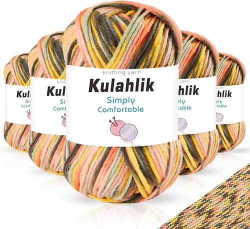 Vista 88 de 50g (1x50g) Hilo Acrílico para Crochet y Tejido, Hilo Degradado Colorido, 1 Rollo de Madejas, Hilo Acrílico Multicolor, Perfecto para Proyectos