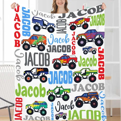 Vista 89 de Manta de bebé con texto en inglés «Just A Boy Who Loves Trucks» para niños y niñas, manta súper suave para envolver al recién nacido, acogedora