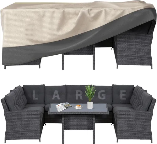 Vista 8 de Funda rectangular para mesa de comedor de patio, impermeable, resistente, 74 x 54 x 28 pulgadas, funda para muebles de patio al aire libre