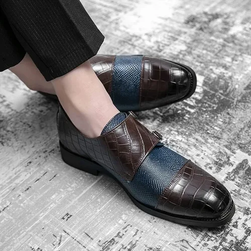 Vista 5 de Zapatillas Oxford cómodas de moda para hombre, estilo simple, zapatos de vestir, mocasines clásicos, color negro y azul, zapatos de vestir