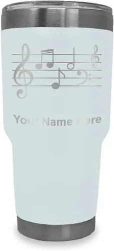 Vista 10 de LaserGram Vaso aislado al vacío de 20 onzas, personal de música, grabado personalizado incluido (negro)