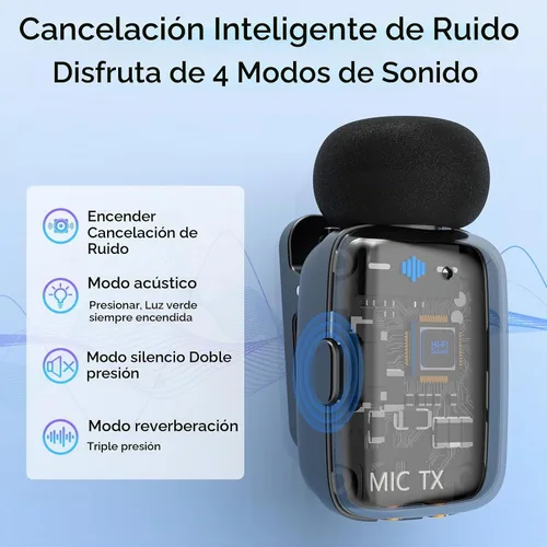 Vista 3 de ZealSound Micrófono TikTok, micrófono inalámbrico Lavalier para iPhone, iPad, Android (USB-C/Lightning), mini micrófono con funda de carga