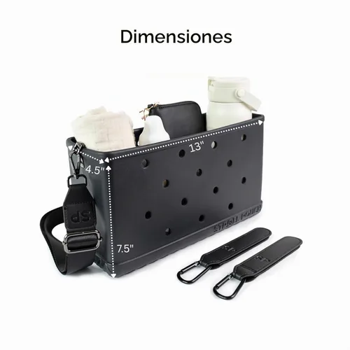 Vista 8 de Stroll Pouch - Organizador de cochecito de bebé de EVA impermeable con correa para el hombro, personalizable como una bolsa Bogg, organizador