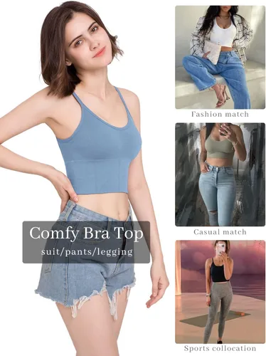 Vista 3 de Eleplus Brasier cómodo para dormir de 4 piezas para mujer, brasier sin varillas, acolchado, paquete de 4
