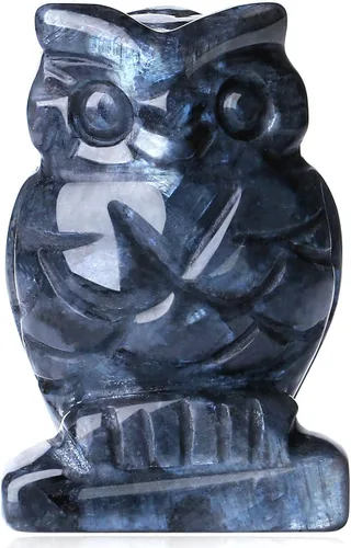 Vista 19 de QINJIEJIE Estatuas de Búho de Amatista de 2 Pulgadas, Figuras de Búhos Decorativas, Cristales de Piedra Tallados, Estatuas de Búhos de Gemas