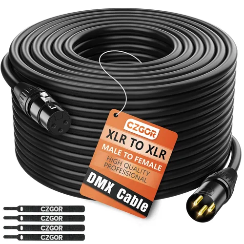 Vista 12 de Cable DMX de 6.5 pies, 8 unidades, cables XLR flexibles chapados