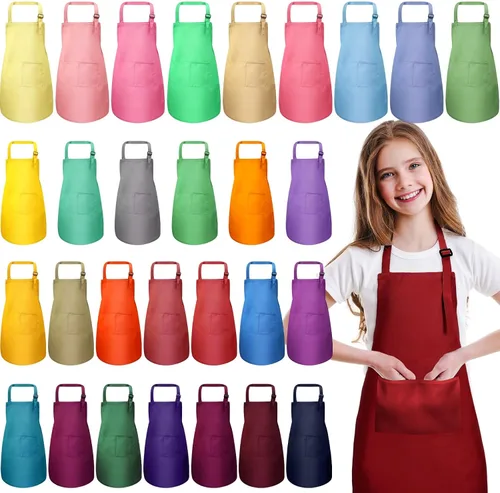 Vista 8 de Handepo 30 piezas de delantales para niños con pintura ajustable