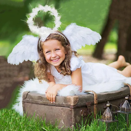 Vista 8 de Alas de ángel alas de ángel iluminadas y halo con luces LED disfraz de alas de ángel blancas para adultos mujeres niños Halloween Navidad