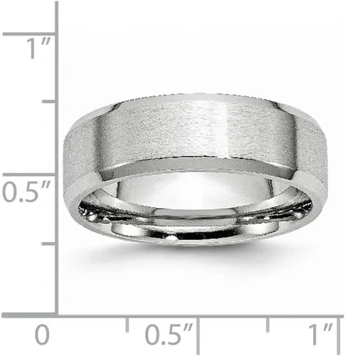 Vista 6 de Anillo de borde biselado de cobalto sólido de 0.276in liso clásico de boda cepillado acabado mate anillo de banda