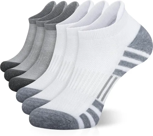 Vista 13 de Airacker Calcetines deportivos para correr, acolchados, transpirables, de corte bajo, para hombres y mujeres (6 pares)
