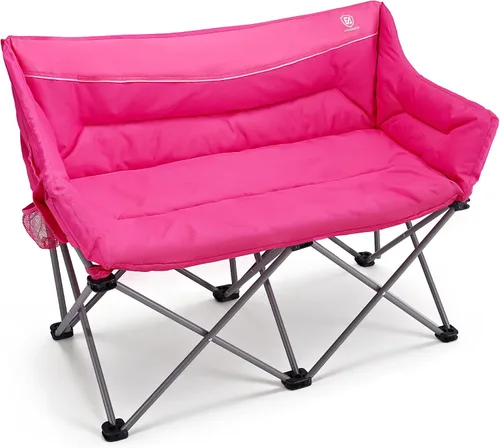 Vista 12 de EVER ADVANCED Silla de Campamento Doble para Adultos, Banco Loveseat de Campamento Plegable Acolchado con Bolsillo Lateral Sofá de Campamento