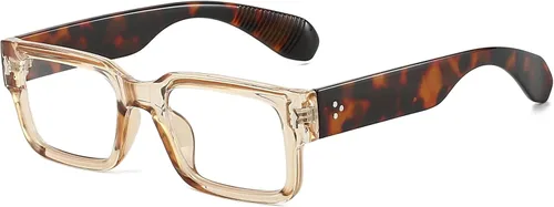 Vista 12 de PORADAY Gafas rectangulares para mujeres y hombres, lentes de luz azul, anteojos cuadrados negros