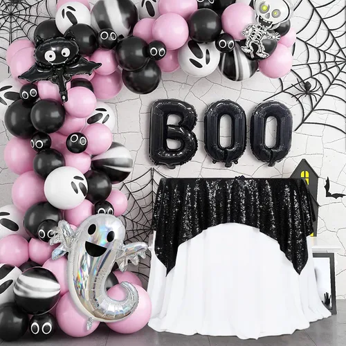 Vista 4 de Poise3EHome Mantel de lentejuelas negro de 50x50 pulgadas, cuadrado, brillante, para decoración de cumpleaños, Halloween, fiesta, día festivo, baby