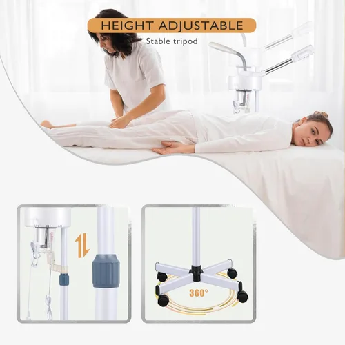 Vista 6 de Fitnessclub 2 en 1 vapor facial 5x LED lámpara de aumento caliente ozono salón de belleza equipo facial para hidratación, blanco