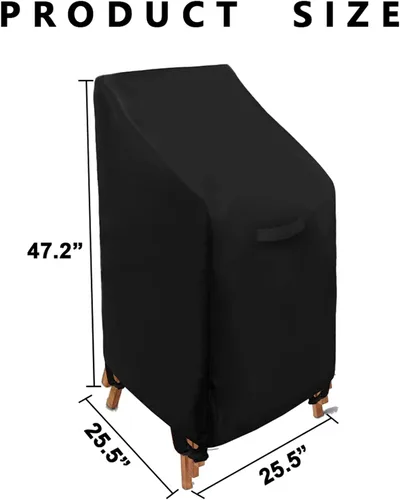 Vista 7 de WOMACO Funda apilable para silla de patio, impermeable, para exteriores, con respaldo alto, resistente al agua, para muebles de exterior, protector