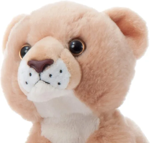 Vista 4 de The Petting Zoo Peluche de leona, regalos para niños, animales salvajes del zoológico Onez, juguete de peluche de leona de 9 pulgadas