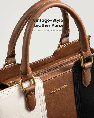 Vista 5 de LOVEVOOK Bolso para mujer, bolso de hombro vintage de cuero, pequeño bolso bandolera para damas, bolso de mano con asa superior y bandolera