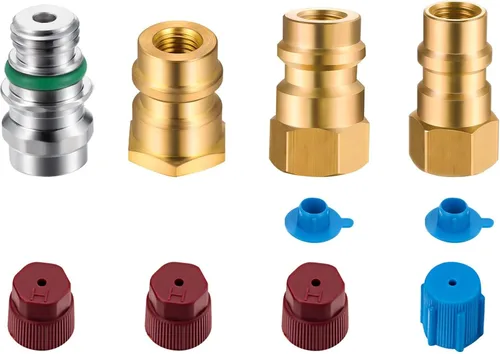 Vista 8 de Mudder 4 piezas VA-LH11 A/C Pro R-12 a R-134a kit de piezas de modificación, adaptador de conversión de adaptación compatible con rosca SAE de 1/4