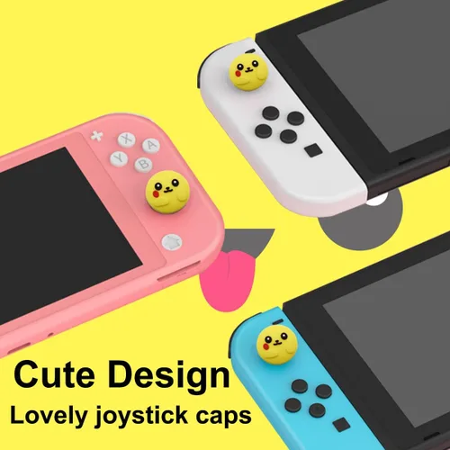 Vista 3 de Tapas de agarre para el pulgar para Nintendo SwitchOLEDSwitch Lite, 4 piezas Joycon agarre de pulgar lindos accesorios para Nintendo Switch Lite