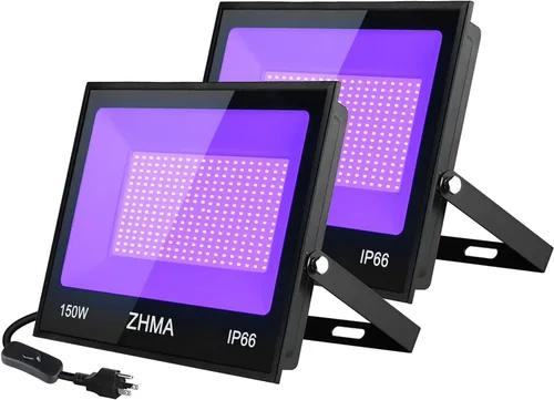 Vista 9 de Luz de inundación de luces negras de 60 W, luz negra con enchufe e interruptor para fiesta brillante, gran espacio, luces LED negras impermeables