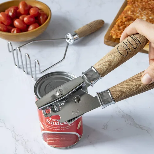 Vista 4 de Rae Dunn Everyday Collection - Juego de utensilios de cocina de madera y acero inoxidable, 7 piezas, herramientas de cocina con asas de madera