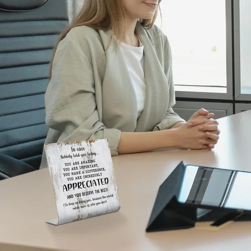Vista 5 de Regalos de agradecimiento para mujeres y hombres, placa decorativa para oficina, regalos de reconocimiento con cita motivacional "En caso de que