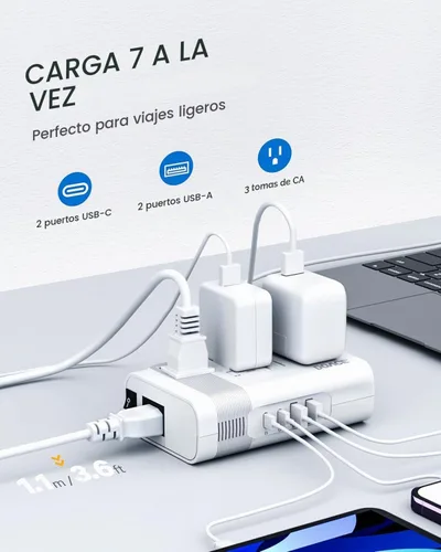 Vista 3 de DOACE Convertidor de voltaje de EE. UU. a Europa para alisador de cabello Blanco
