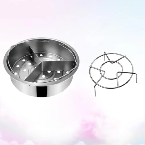 Vista 8 de Stainless Steel Steamer Basket with Feet and Divider for Vegetables