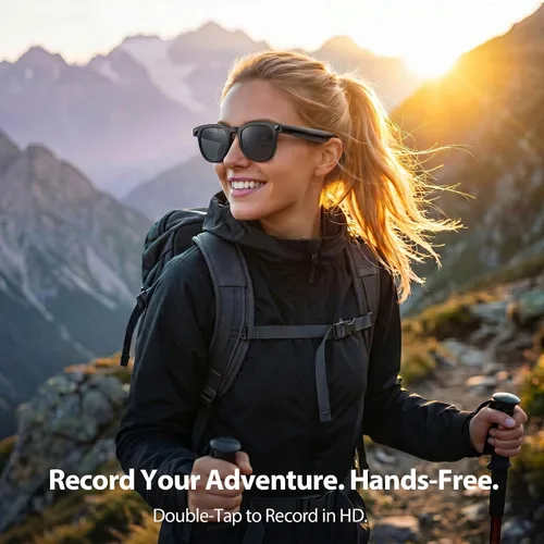 Vista 3 de EarlySincere Gafas inteligentes con cámara POV 4K de 8 MP, video HD, asistente de visión AI, transcriptor de traducción y voz, audio de oído