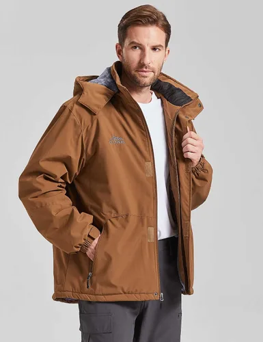 Vista 4 de Chaqueta de esquí impermeable para hombre, abrigo de nieve cálido con capucha, rompevientos