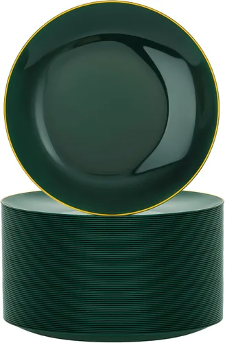 Vista 11 de Nervure - Juego de 100 platos de plástico desechables negros de 7.5 pulgadas, platos de postre negros desechables, platos de plástico dorado