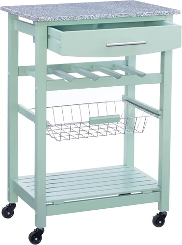 Vista 9 de Linon Isla de cocina, verde, 15.75 x 22.83 x 33.86 pulgadas Verde y granito