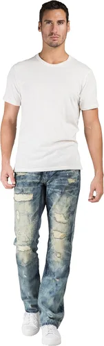 Vista 4 de Level 7 - Vaqueros de mezclilla para hombre, delgados, rectos, hechos a mano, lavado artesanal