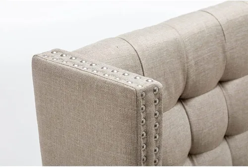 Vista 7 de Andeworld Sofá Loveseat Settee Banco Sofá Moderno, Banco Banqueta Tapizado con Respaldo para Comedor, Sala de Estar, Pasillo o Entrada, Putty