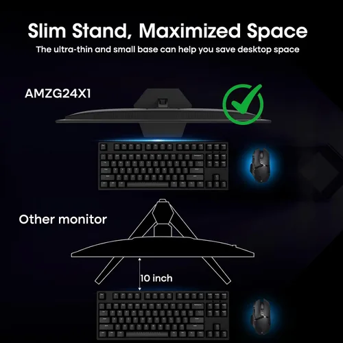 Vista 6 de Amzfast - Monitor de juegos de 24 pulgadas 180Hz 200Hz FHD 1080p, monitor de computadora, sincronización adaptativa de 1 ms, 3000:1, pantalla HDR