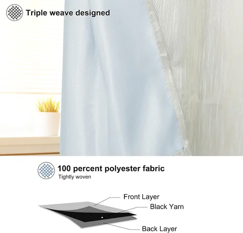 Vista 2 de PiccoCasa Cortinas opacas texturizadas con aspecto de lino para cocina, 2 paneles, reducción de ruido y aislamiento para oscurecer la habitación