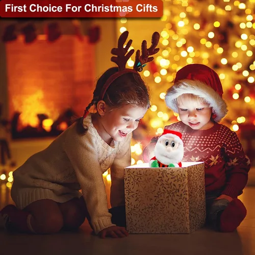 Vista 7 de Papá Noel que camina cantando bailando música twerking temblando Papá Noel animado de Navidad eléctrico juguetes de Papá Noel muñecas regalo