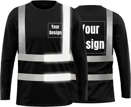 Vista 46 de La alta visibilidad reflexiva de las camisetas de la seguridad del logotipo de encargo Hola Vis de Verde neón