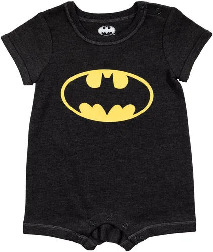 Vista 2 de DC Comics Justice League Batman - Mameluco para bebé y sombrero de sol para recién nacido a bebé