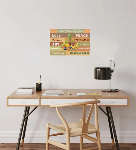 Vista 6 de Fruit of the Spirit - Letrero de metal para pared, diseño retro de amor, paz, bondad, para garaje, bar, cafetería, baño, decoración de frutas